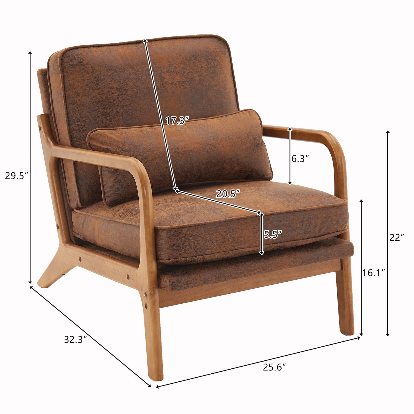 Oak Armrest Oak Upholstered Single Lounge Chair