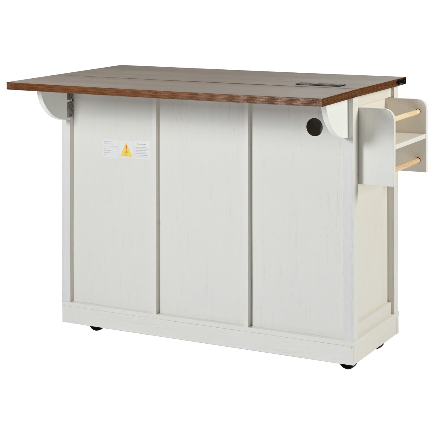 53.7" Farmhouse Kitchen Island with Power Outlet
