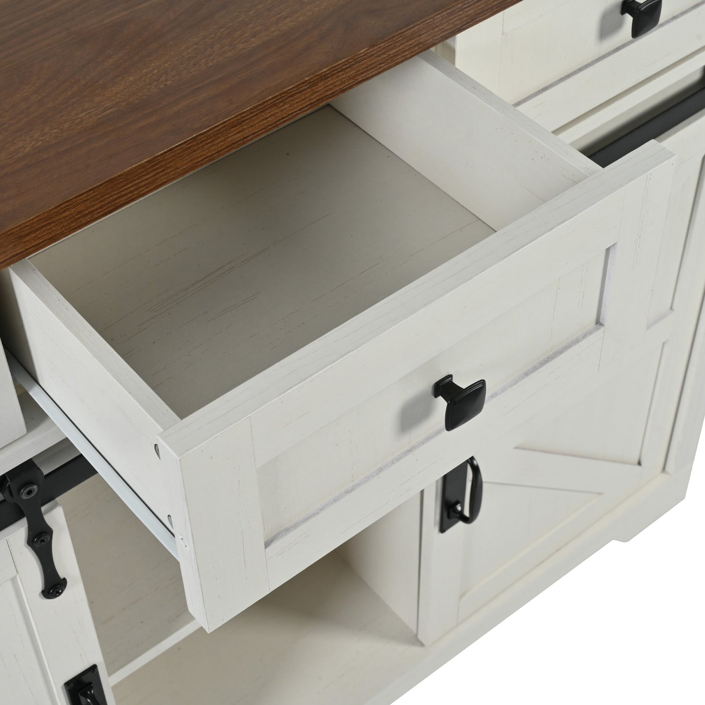 53.7" Farmhouse Kitchen Island with Power Outlet