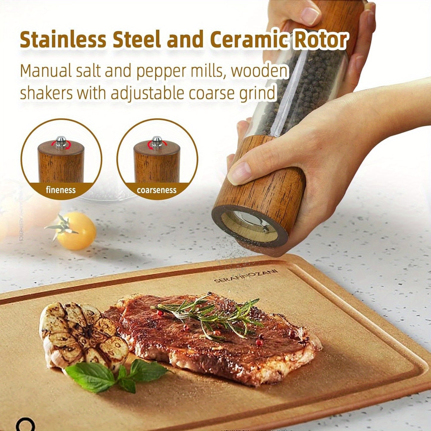 2 Packs Premium Acrylic Salt and Pepper Mill Set