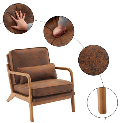 Oak Armrest Oak Upholstered Single Lounge Chair