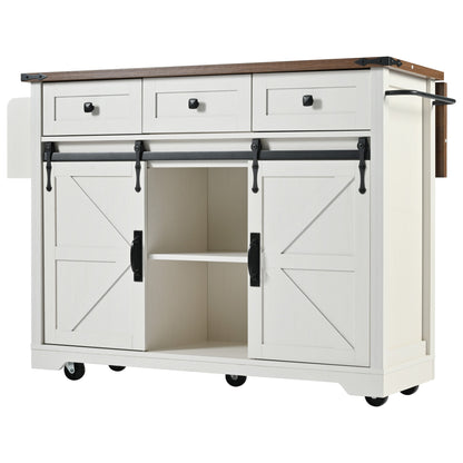 53.7" Farmhouse Kitchen Island with Power Outlet