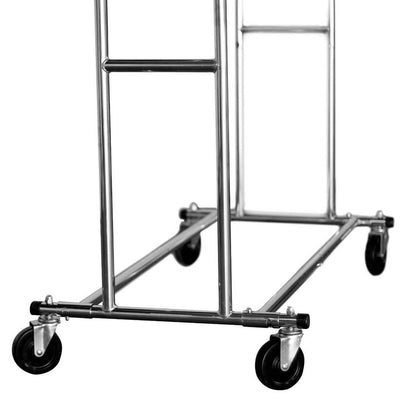 Portable Double-bar Steel Clothes Rack Silver