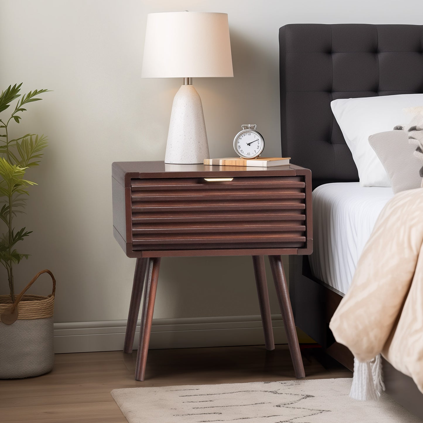 Wood Nightstand End Side Table