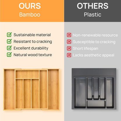 Expandable Bamboo Kitchen Drawer Organizer