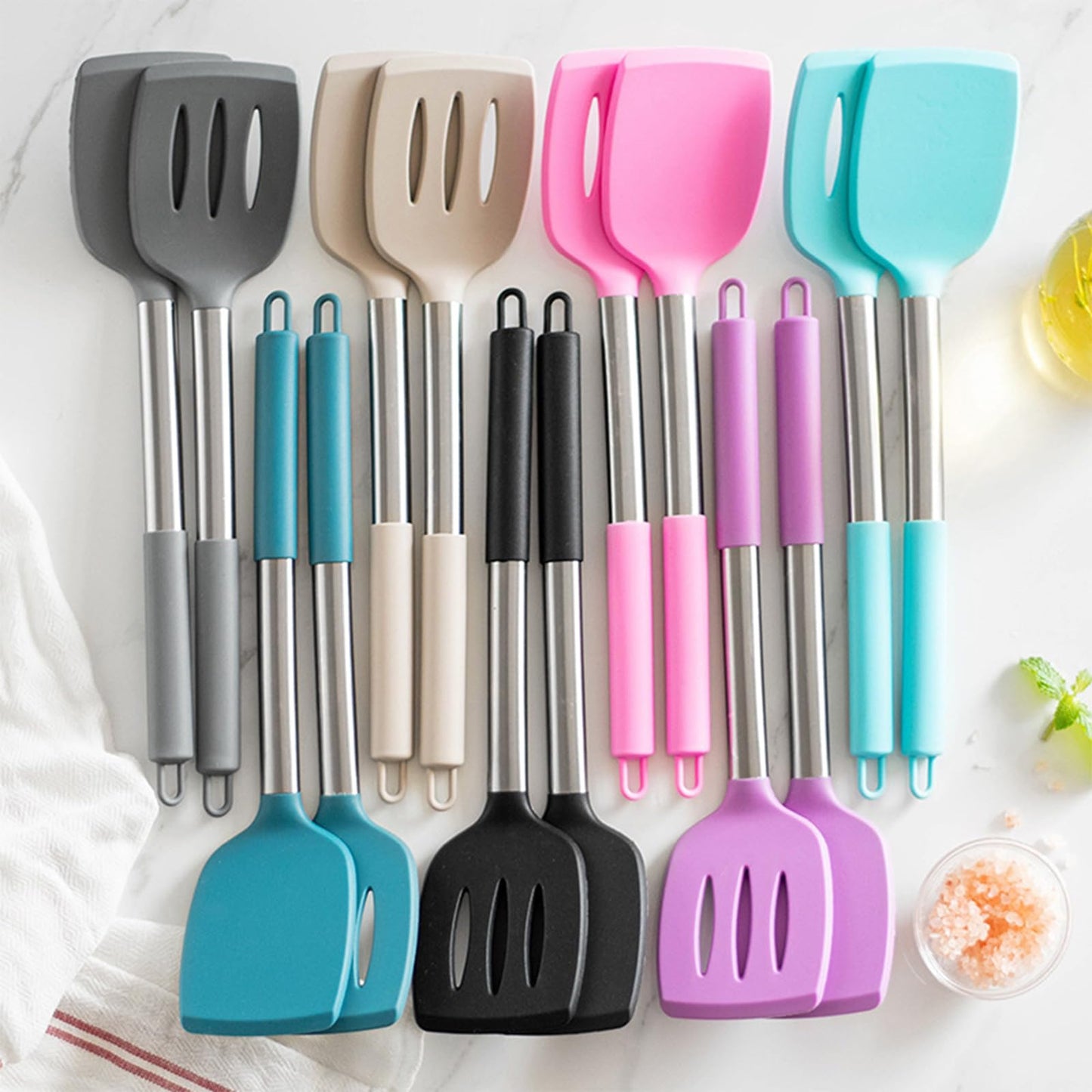 Pack of 2 Silicone Spatula Set (Khaki)