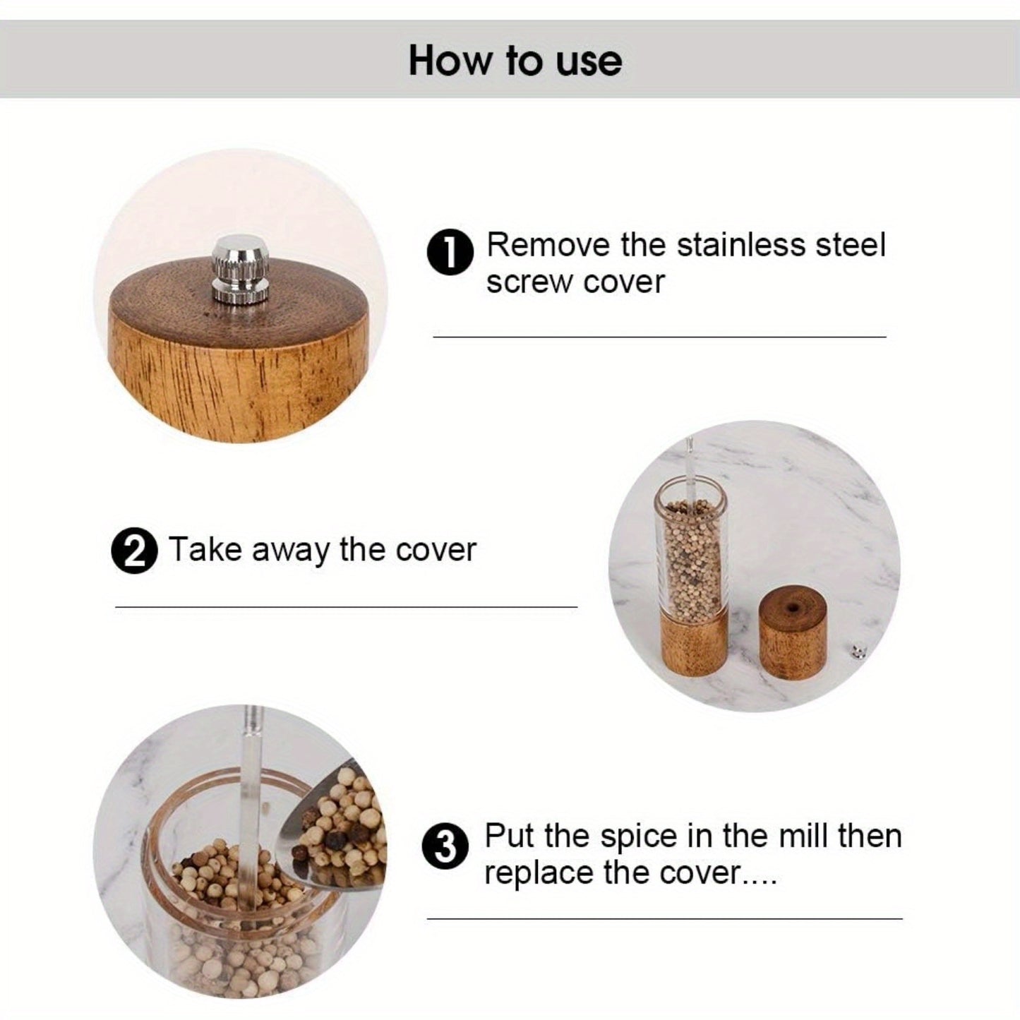2 Packs Premium Acrylic Salt and Pepper Mill Set